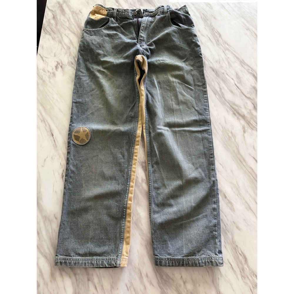 Sean John Vintage Baggy Jeans Gray Blue Tan Contrast Panel Star Patch Mens 36